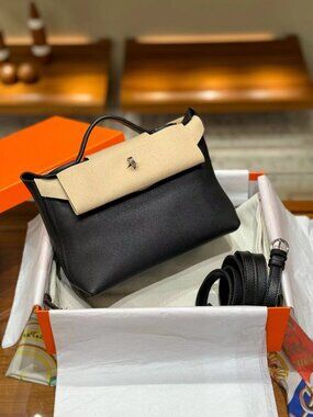 Elegant Genuine Leather Top Handle Bag - Minimalist Structured Handbag